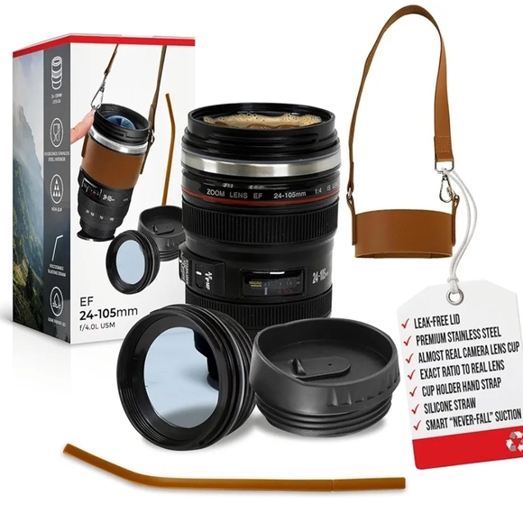 Unk Brown Faux Leather Camera Lens Mug - Picture 2 of 8